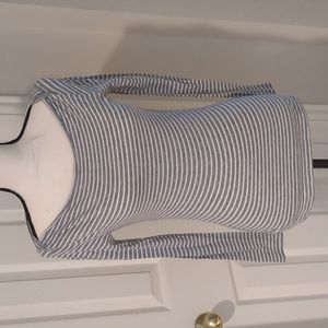 Grey Stripe Boat neck long sleeve Tshirt